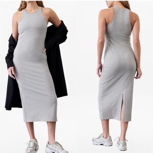 Athleta Signature Rib Light Gray Midi Dress